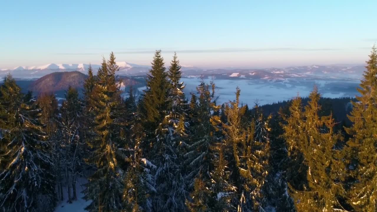 Stock Video Aerial View Of Snowy Mountains Downhill Live Wallpaper for PC