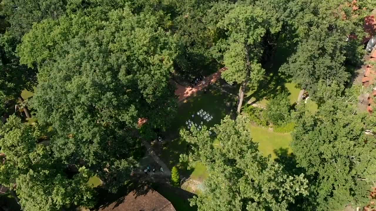 Stock Video Aerial View Of Summer Wedding On Beautiful Estate Live Wallpaper for PC