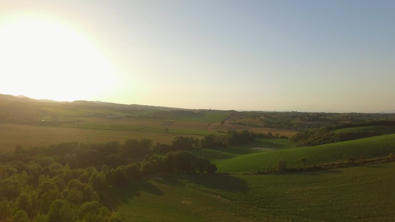 Stock Video Aerial View Of Sunny Countryside Farm Fields Live Wallpaper for PC