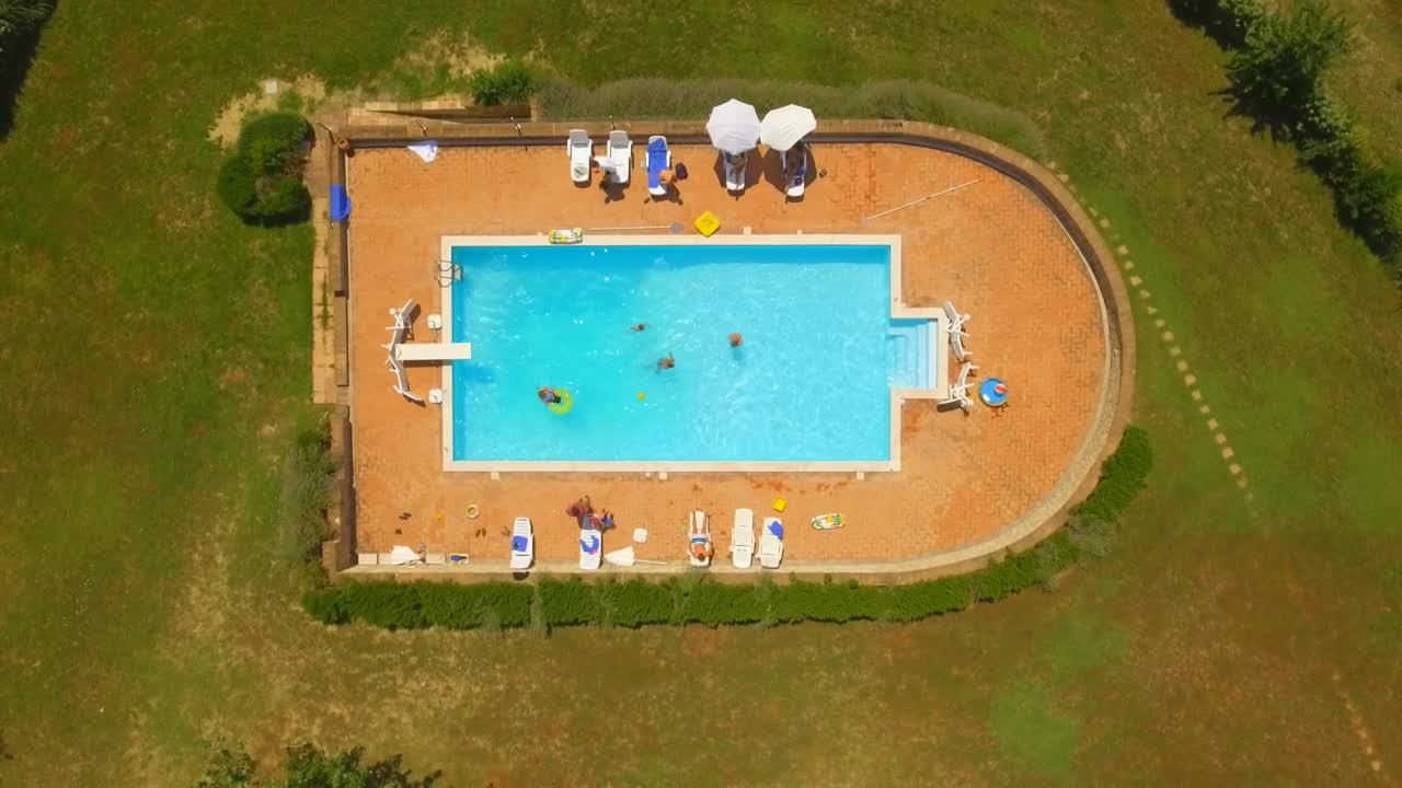 Stock Video Aerial View Of Swimming Pool In Large Garden  Larg Live Wallpaper for PC