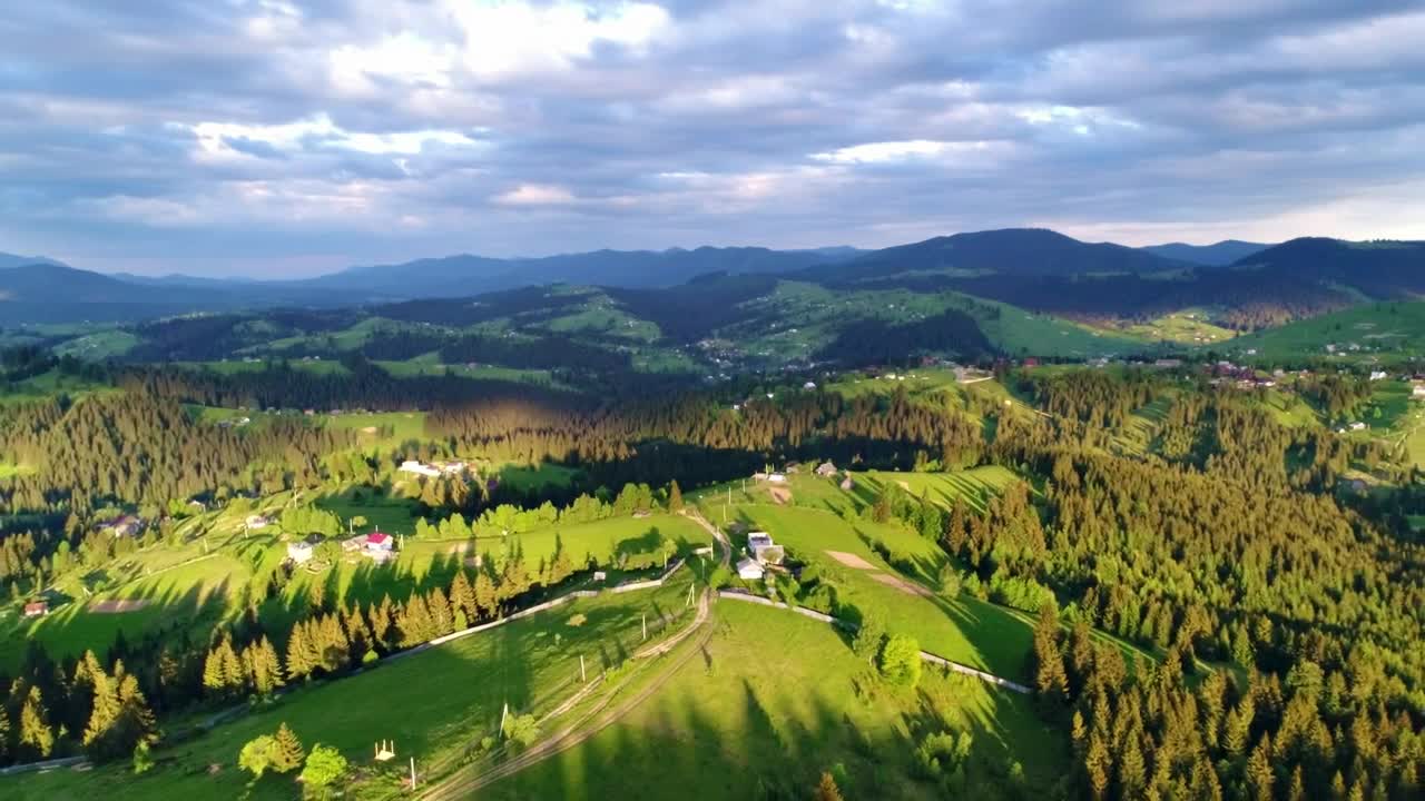 Stock Video Aerial View Of The Countryside In A Cloudy Day Live Wallpaper for PC