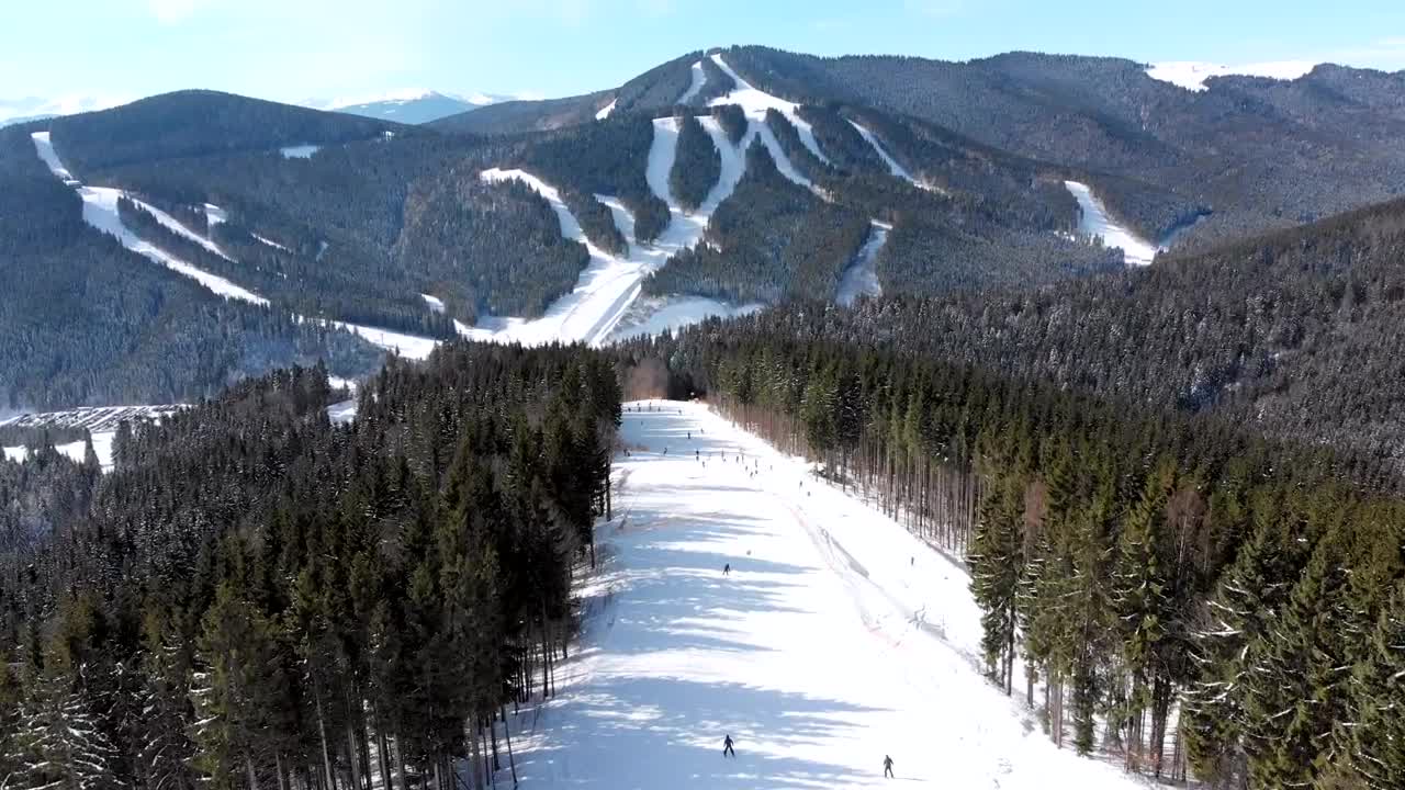 Stock Video Aerial View Of The Mountain Ski Track Live Wallpaper for PC