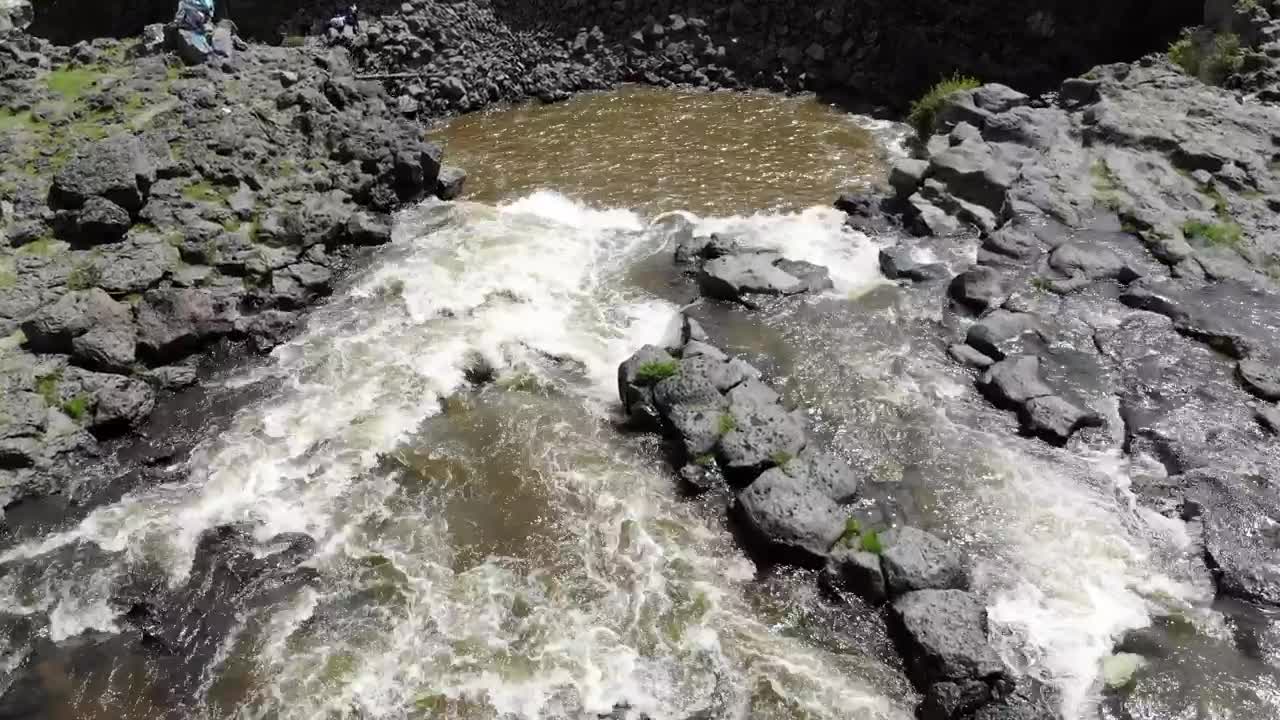 Stock Video Aerial View Of The River And Waterfall Live Wallpaper for PC