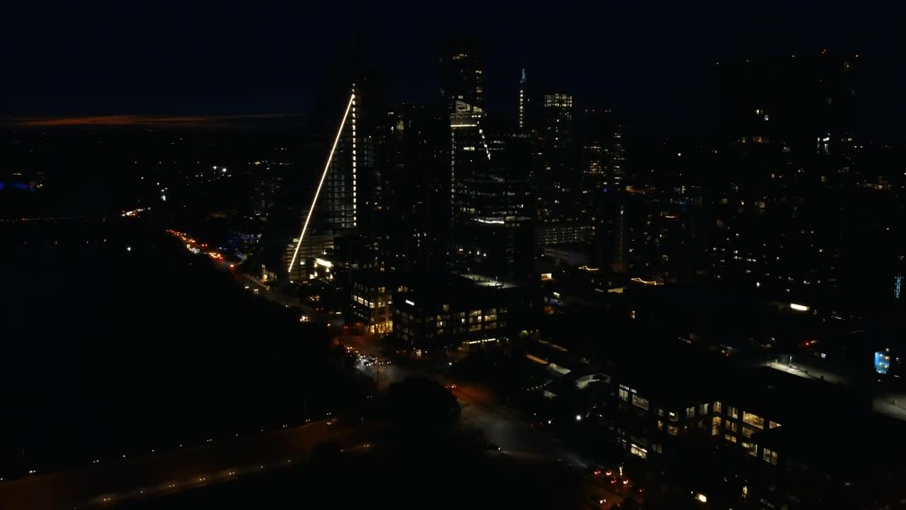 Stock Video Aerial View To A Big City At Night Live Wallpaper for PC