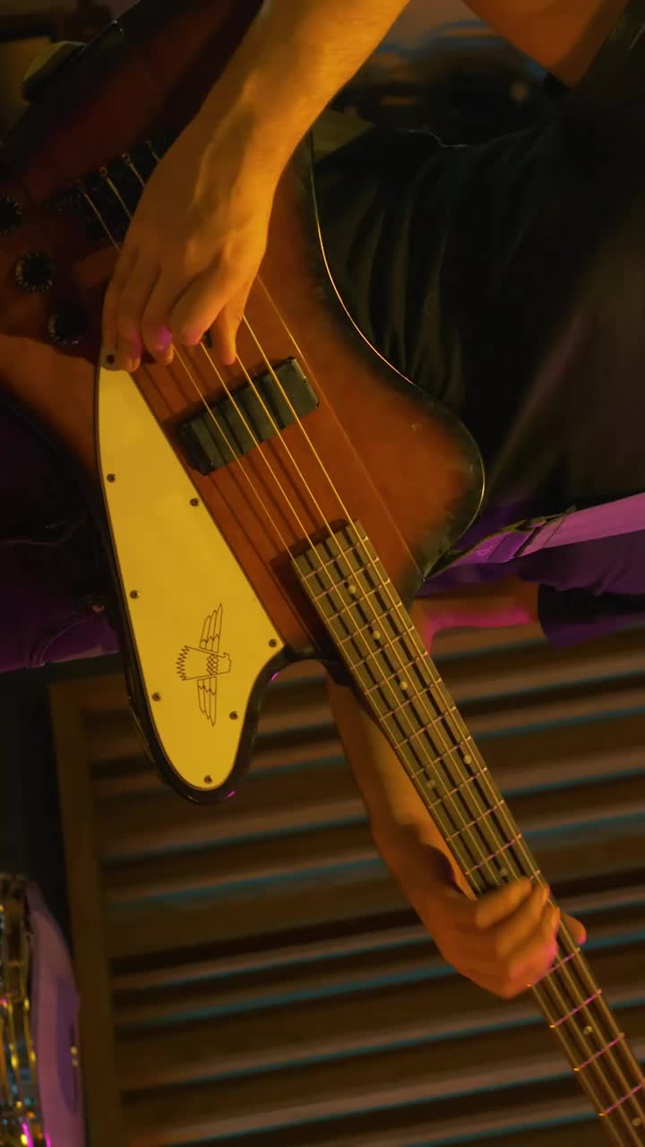 Stock Video Bass Player Playing On Top Of A Live Stage Live Wallpaper For PC