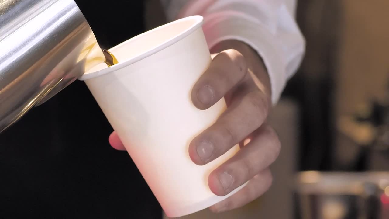 Stock Video Barista Serving Coffee In A Glass Live Wallpaper For PC