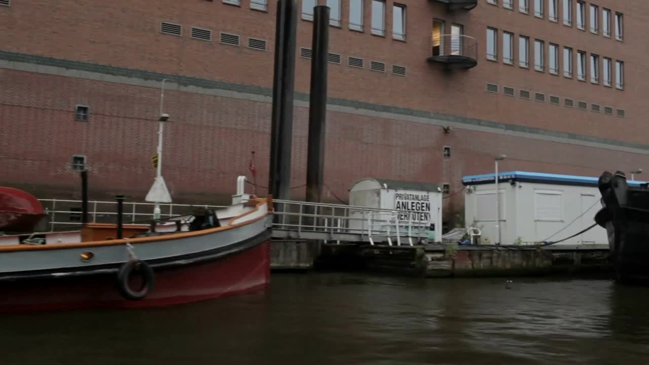 Stock Video Barges Docked Along A City River Live Wallpaper For PC