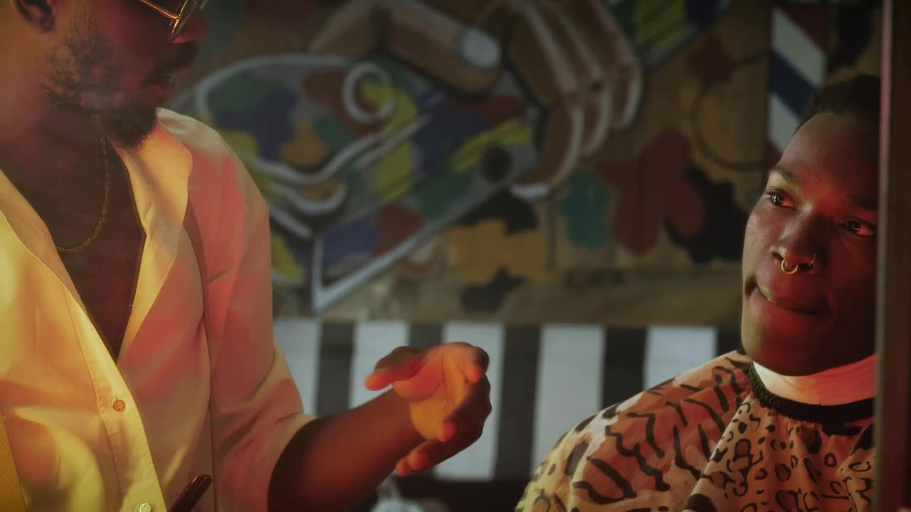 Stock Video Barber Talking With His Client Live Wallpaper For PC