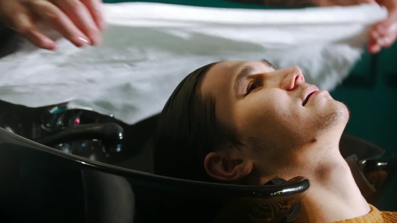 Stock Video Barber Drying The Client Hair Live Wallpaper For PC