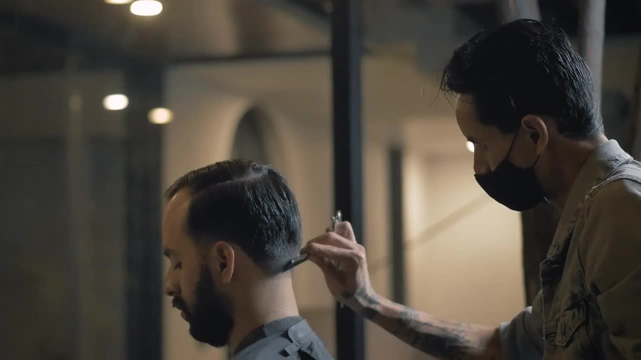 Stock Video Barber Cutting Into A Mans Hair Live Wallpaper For PC