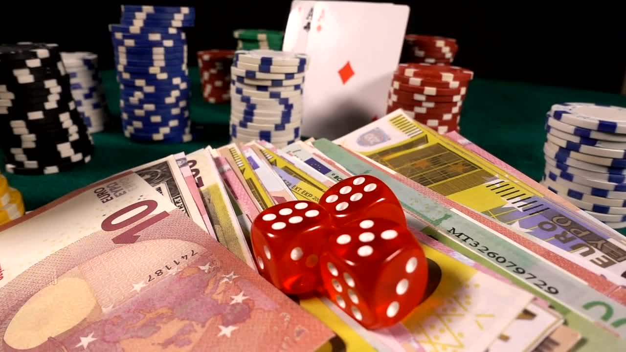 Stock Video Banknotes Dice Cards And Casino Chips For Betting Live Wallpaper For PC