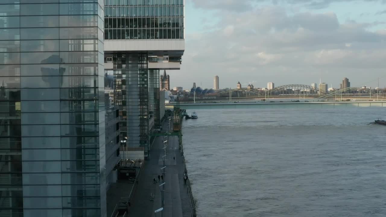 Stock Video Bank Of A River In A City With Office Buildings Live Wallpaper For PC