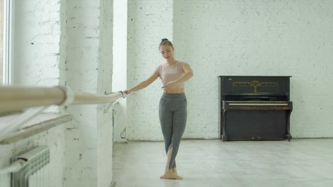 Stock Video Ballet Dancer Rehearsing In Classroom Live Wallpaper For PC