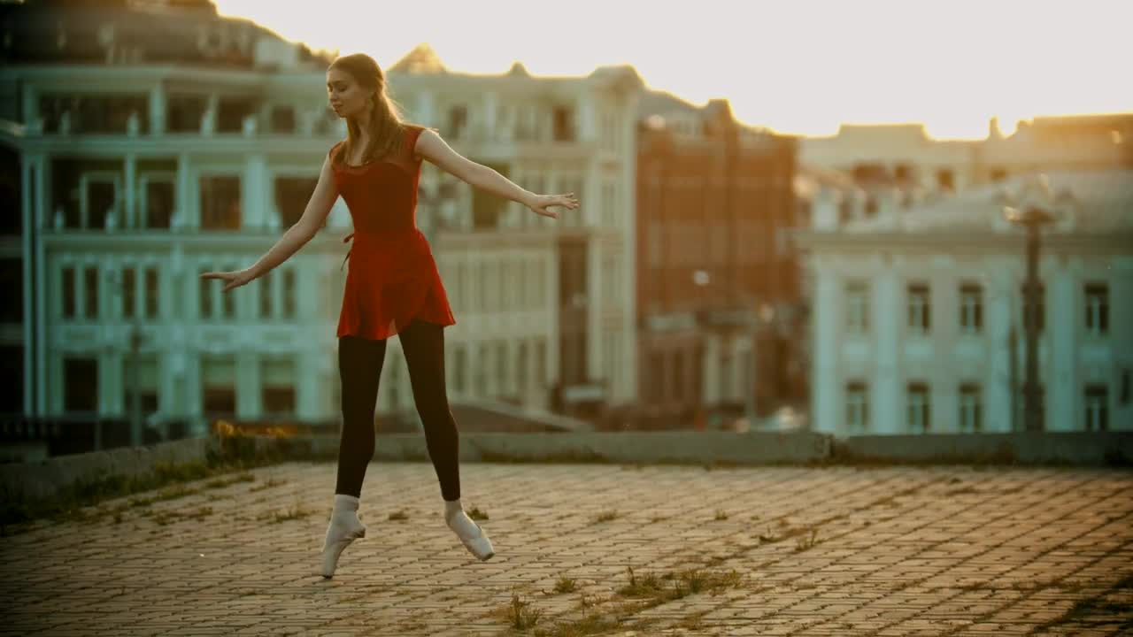 Stock Video Ballet Dancer Dancing On Top Of A Building Live Wallpaper For PC