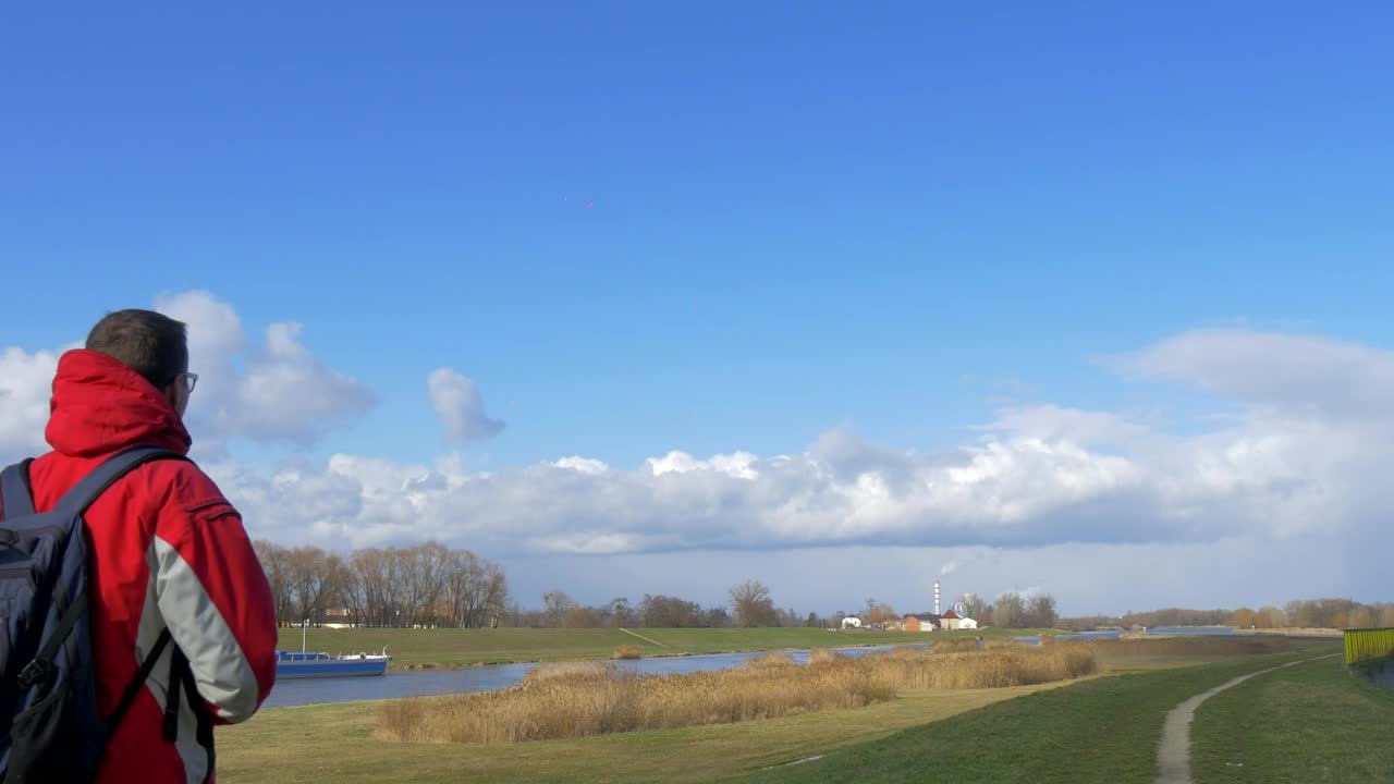 Stock Video Backpacker Walking By The Riverside Live Wallpaper For PC