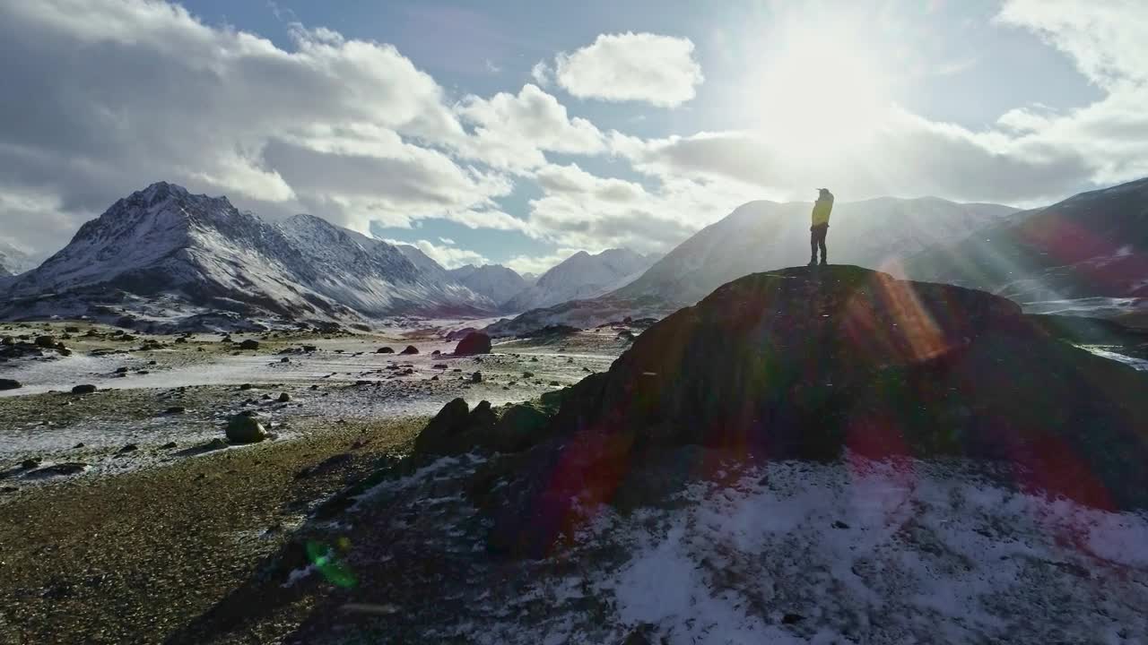 Stock Video Backpacker Gazes Over Mountain Landscape From Hill Live Wallpaper For PC