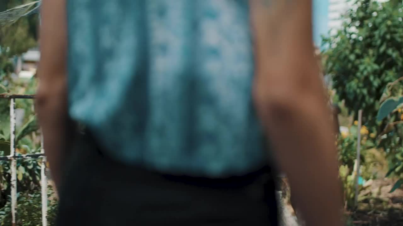 Stock Video Back View Of A Woman Walking Through A Garden Live Wallpaper For PC