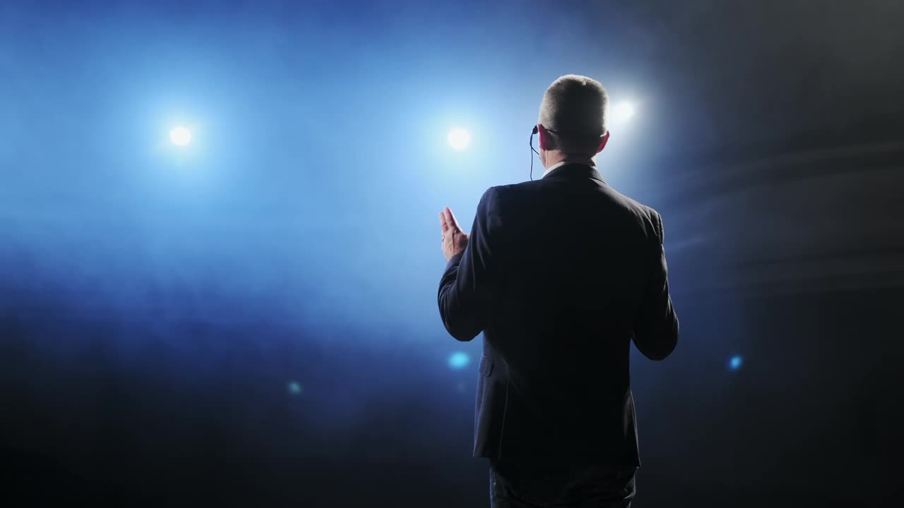 Stock Video Back View Of A Presented On Stage Live Wallpaper For PC