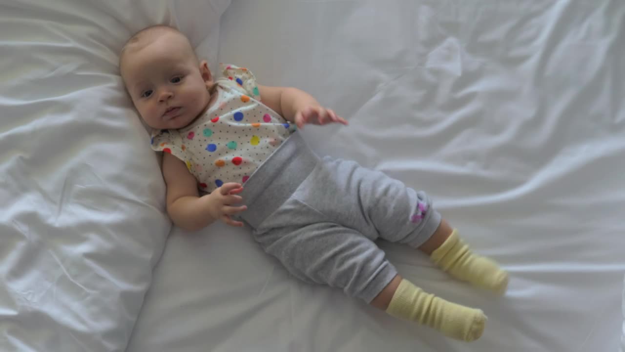 Stock Video Baby Girl Moving Around On A Bed Live Wallpaper For PC