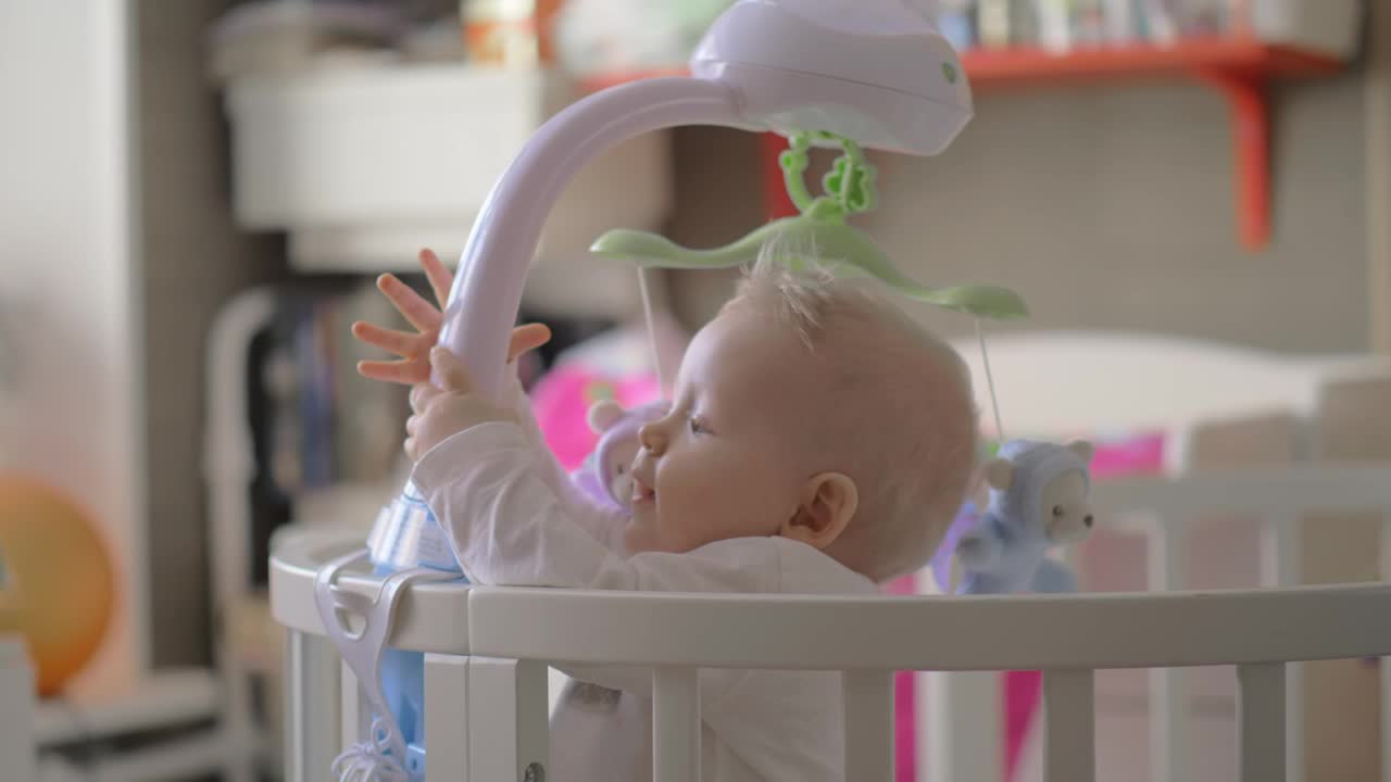 Stock Video Baby Girl Holding Onto Her Crib Live Wallpaper For PC