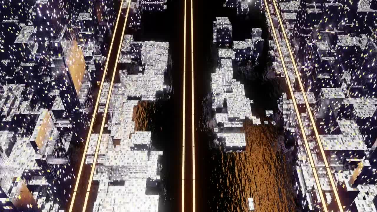 Stock Video Avenue In An Abstract Virtual City Live Wallpaper For PC