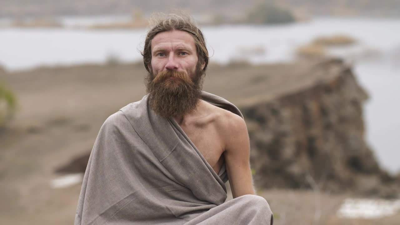 Stock Video Ascetic Sadhu Raising Hand To Say Hello Live Wallpaper For PC