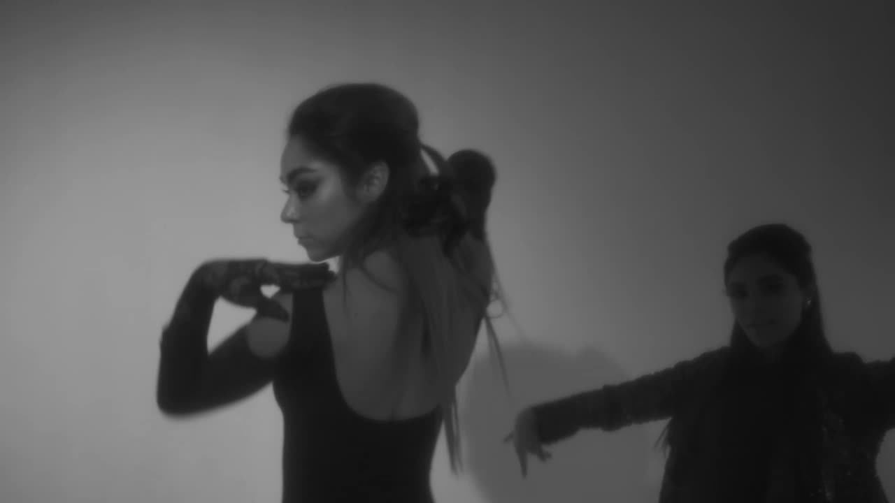 Stock Video Artistic Choreography Of Three Girls In Black And White Live Wallpaper For PC