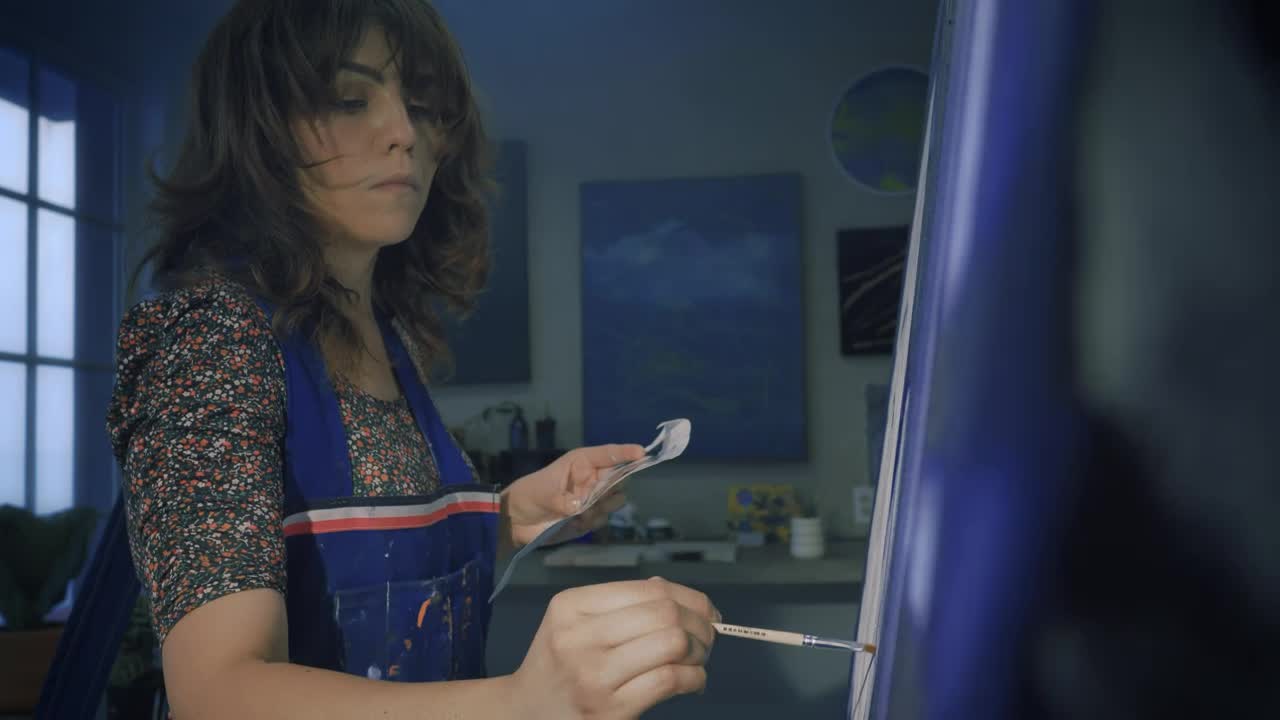 Stock Video Artist Working On A Painting In Detail Live Wallpaper For PC