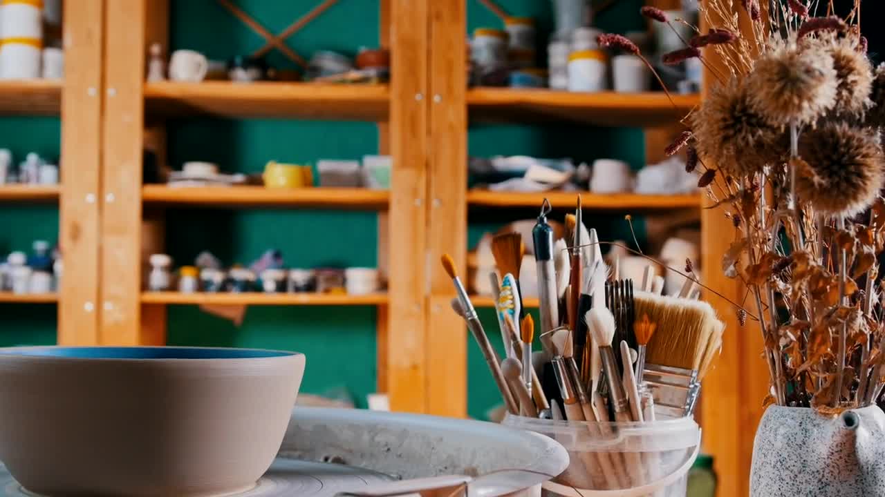 Stock Video Artist Looking For Paints In His Workshop Live Wallpaper For PC