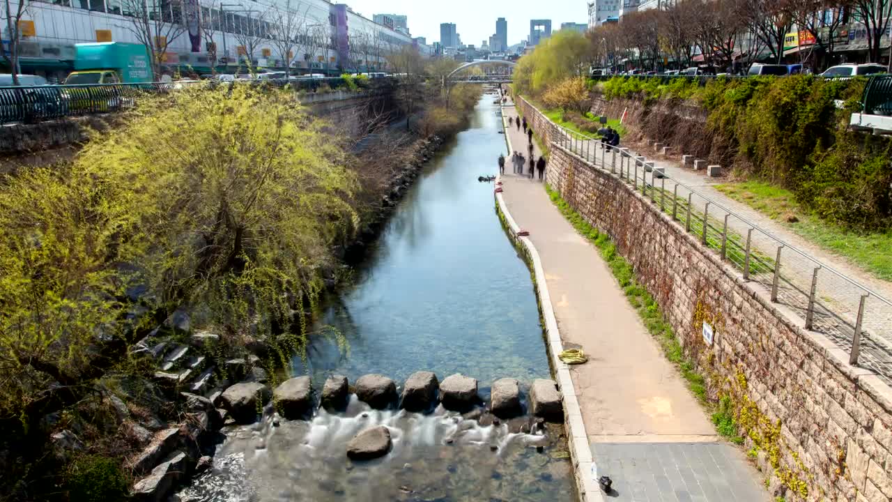 Stock Video Artificial River In A City During A Sunny Day Live Wallpaper For PC