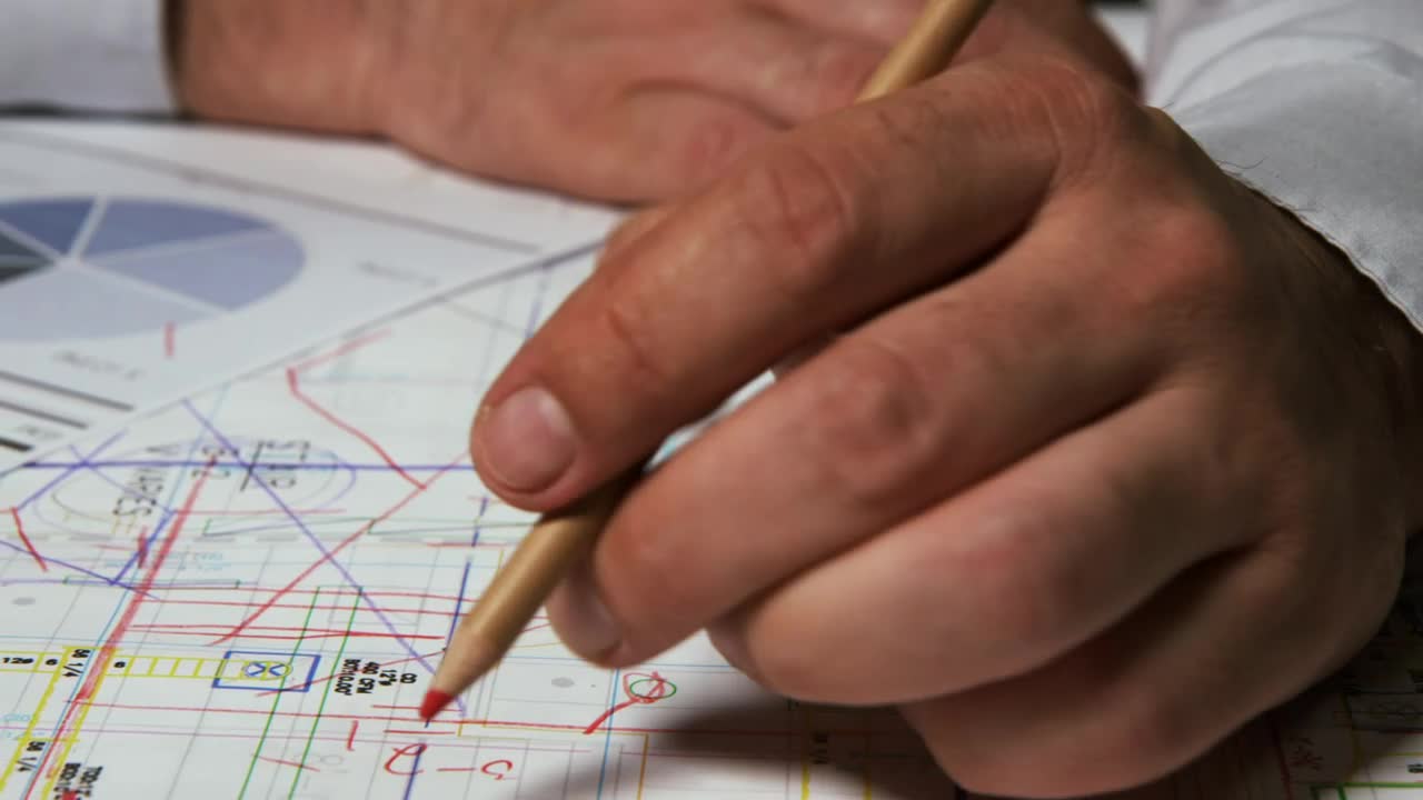 Stock Video Architect Drawing On Building Plans Live Wallpaper For PC
