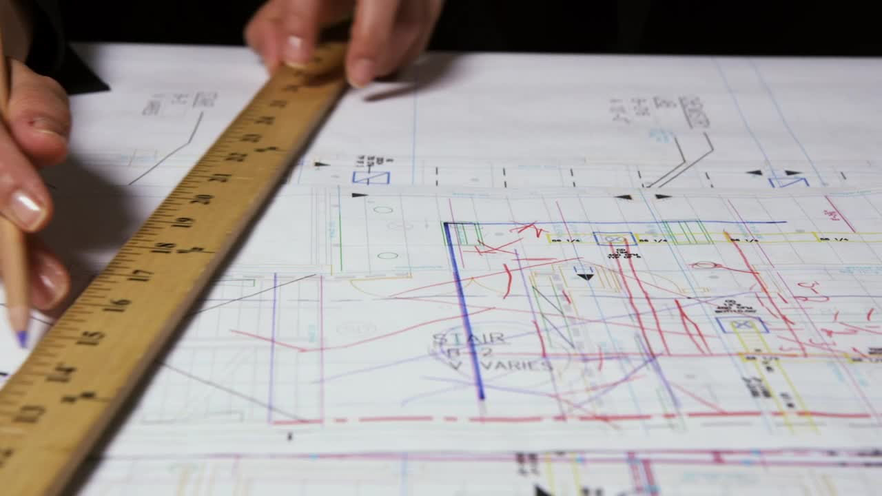 Stock Video Architect Drawing Lines On A Document Live Wallpaper For PC