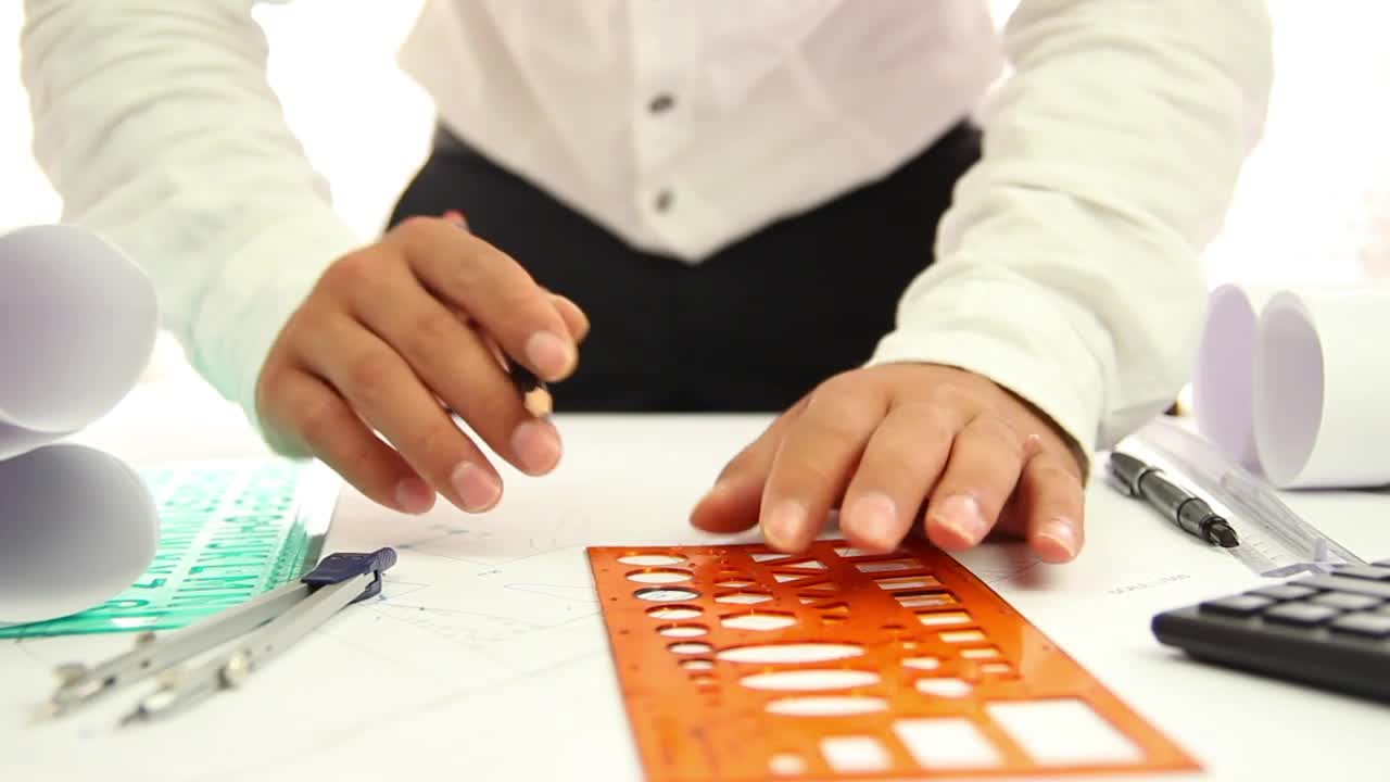 Stock Video Architect Drawing Circles With A Template Live Wallpaper For PC