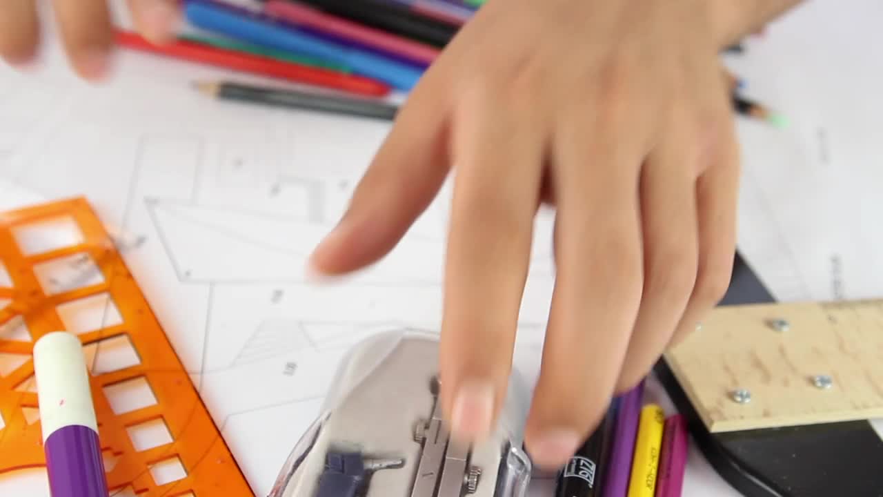 Stock Video Architect Drawing A Compass From Its Box Live Wallpaper For PC