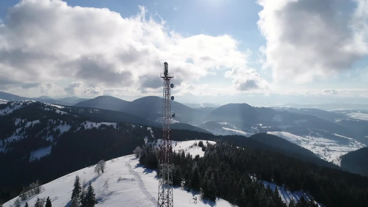 Stock Video Antenna Tower In A Snowy Mountain Range Live Wallpaper For PC