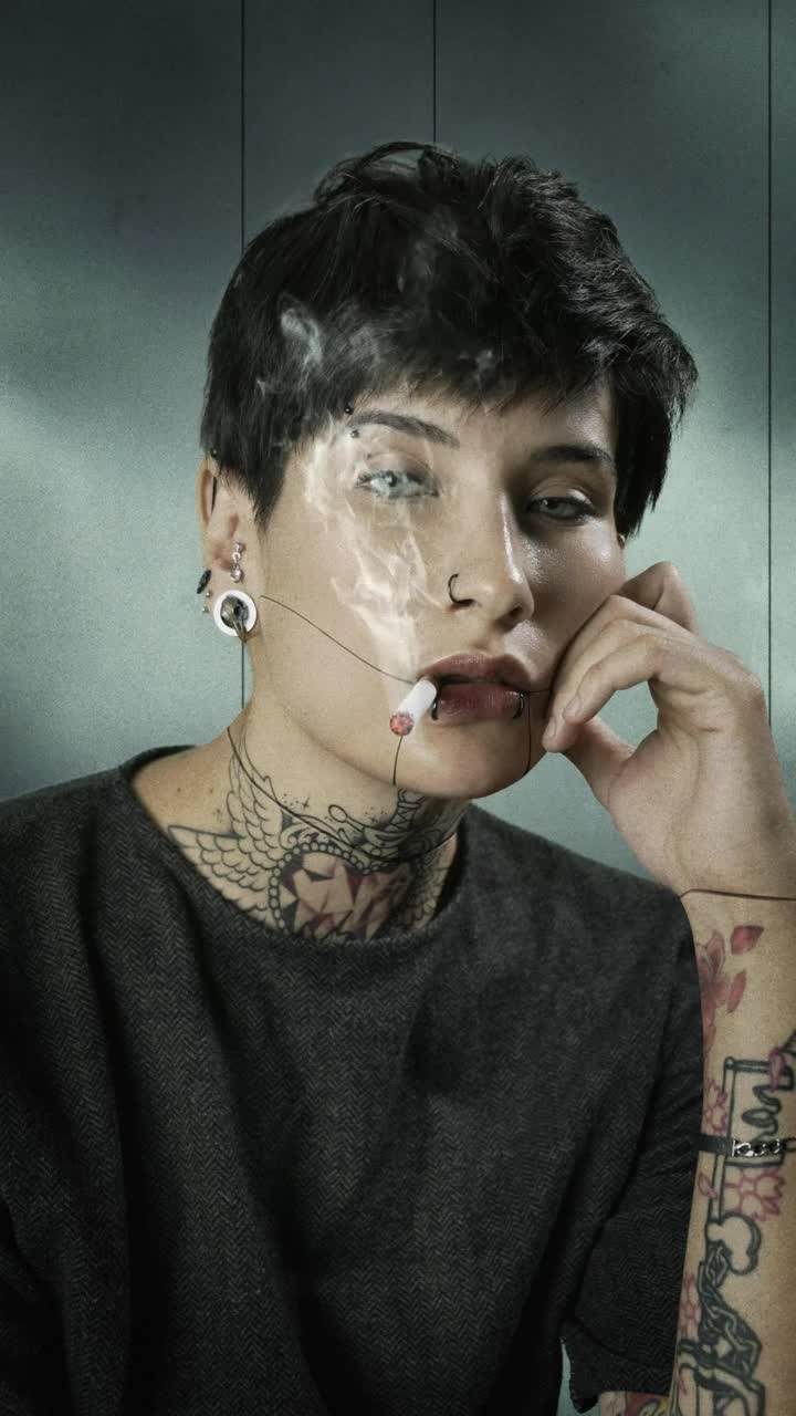 Stock Video Animated Picture Of A Gothic Woman Smoking Live Wallpaper For PC