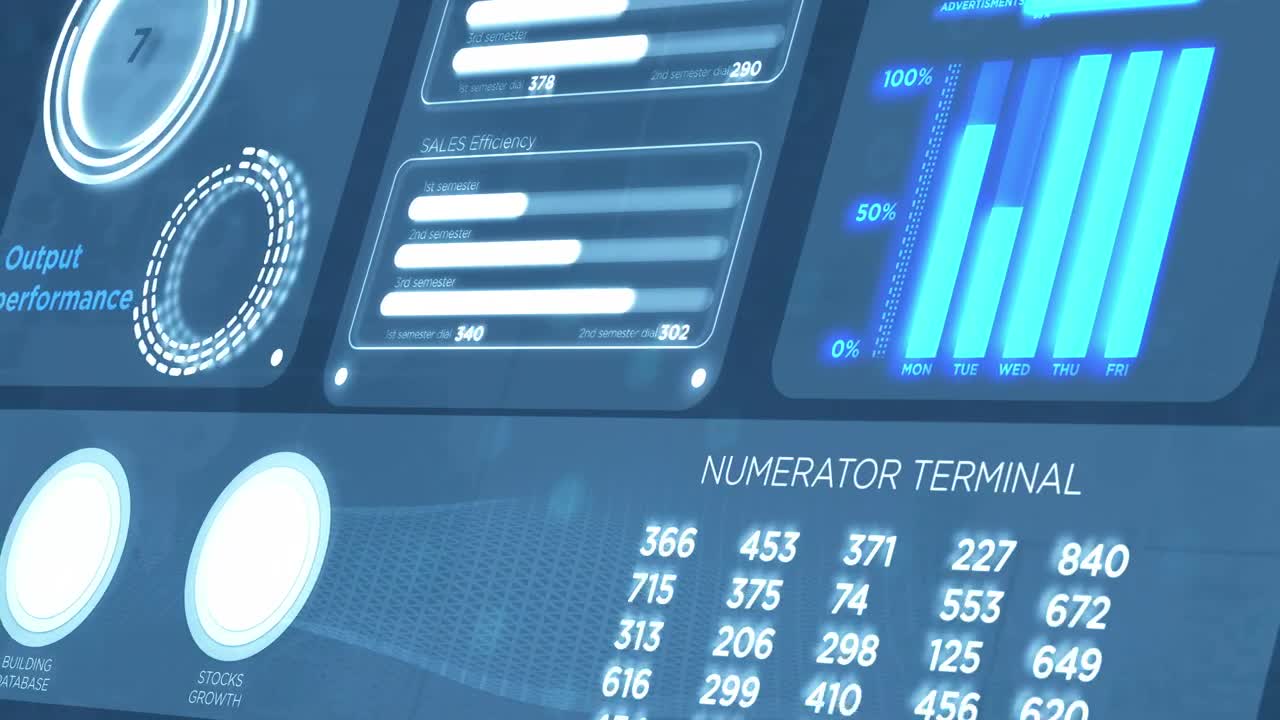 Stock Video Animated Blue Hud Style Infographic Display Live Wallpaper For PC