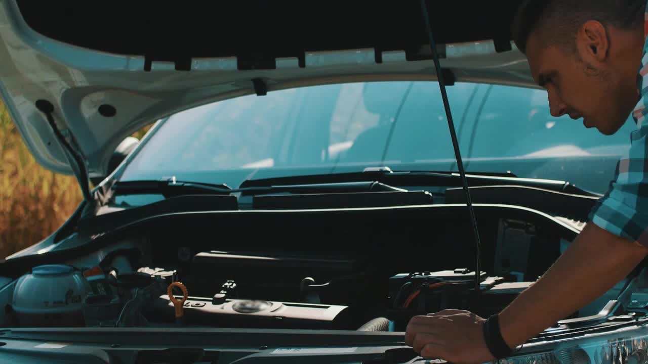 Stock Video Angry Man Trying To Fix His Car Live Wallpaper For PC