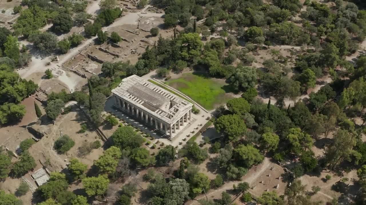 Stock Video Ancient Greco Roman Temple Aerial Full Shot Live Wallpaper For PC