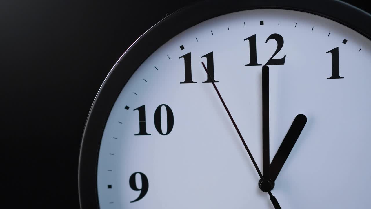 Stock Video Analog Wall Clock On A Black Background In A Closed Live Wallpaper For PC
