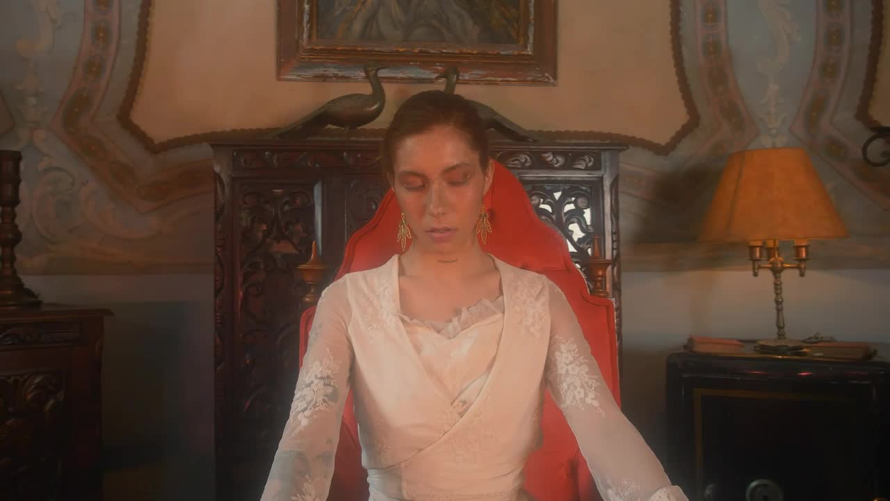 Stock Video An Old Fashioned Woman Modeling In Chair Live Wallpaper For PC