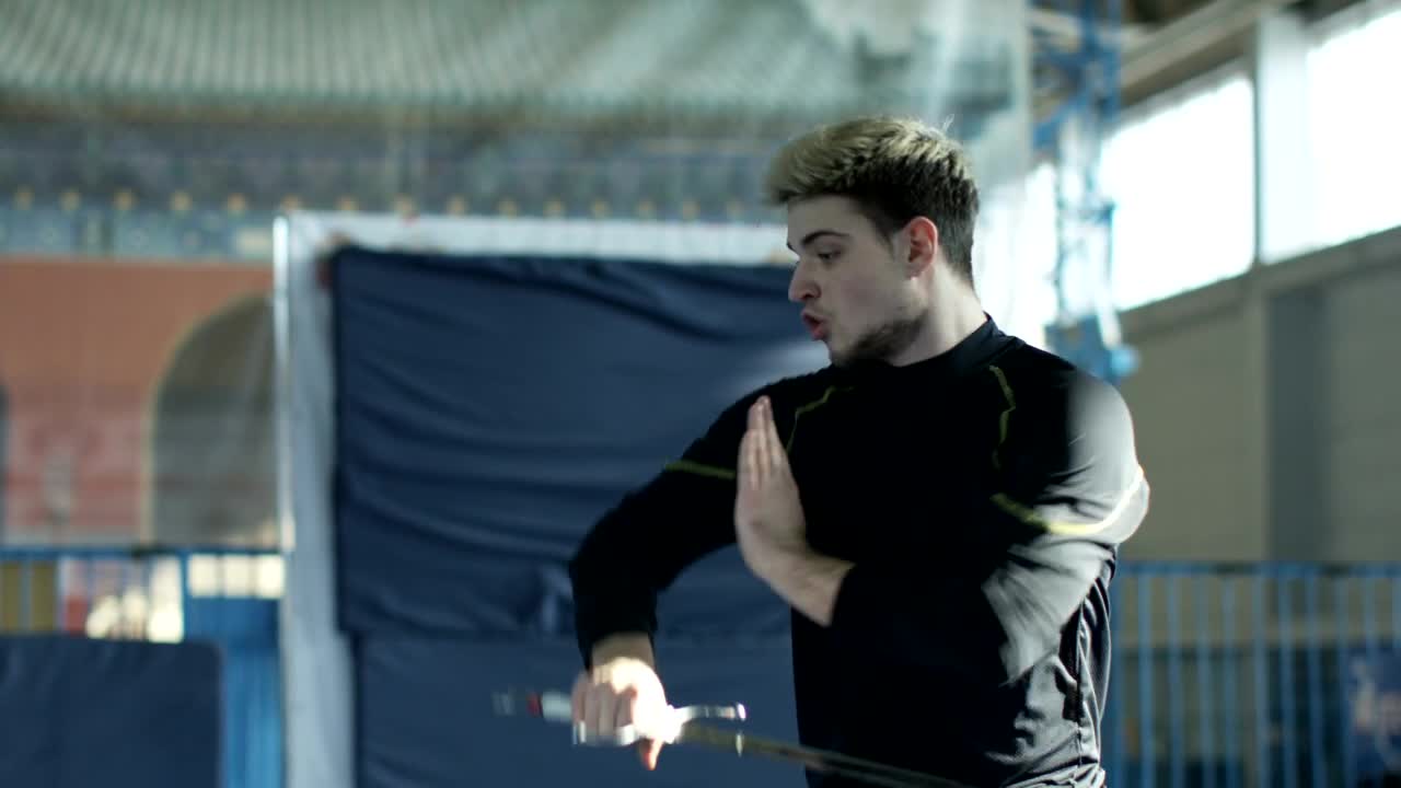 Stock Video An Athlete Training With A Sword Live Wallpaper For PC