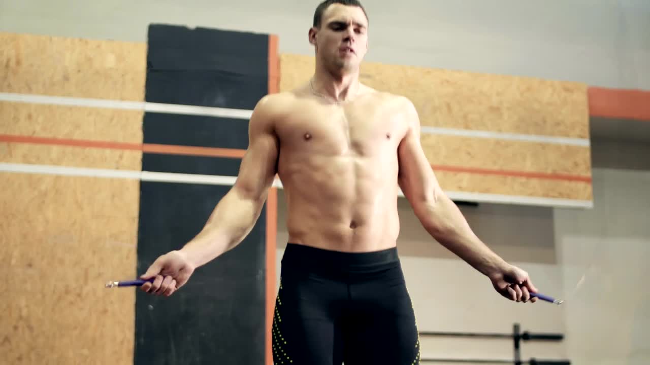 Stock Video An Athlete Jumping The Rope In The Gym Live Wallpaper For PC