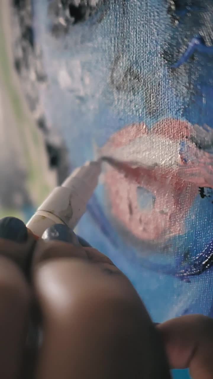 Stock Video An Artists Hand Detailing An Abstract Portrait Live Wallpaper For PC