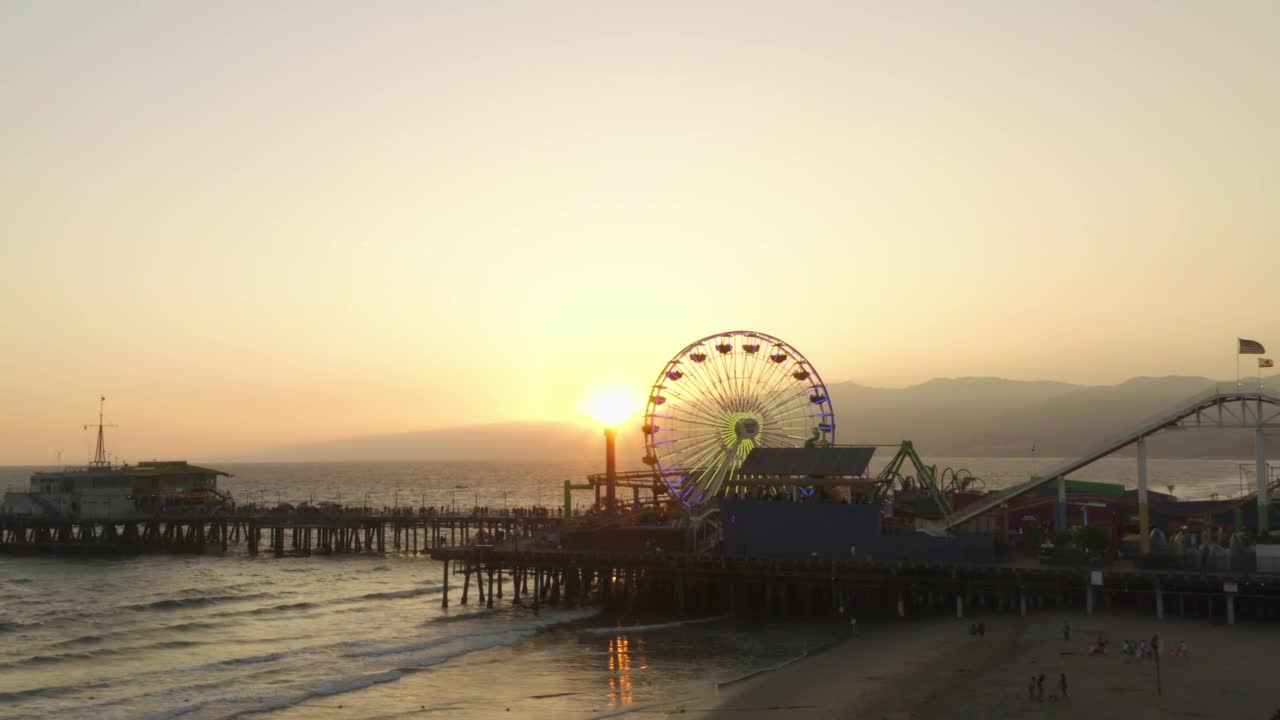 Stock Video Amusement Park By The Sea At Sunset Live Wallpaper For PC