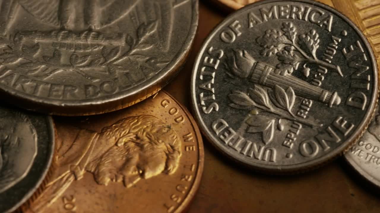 Stock Video American Coins Rotating On The Table Live Wallpaper For PC