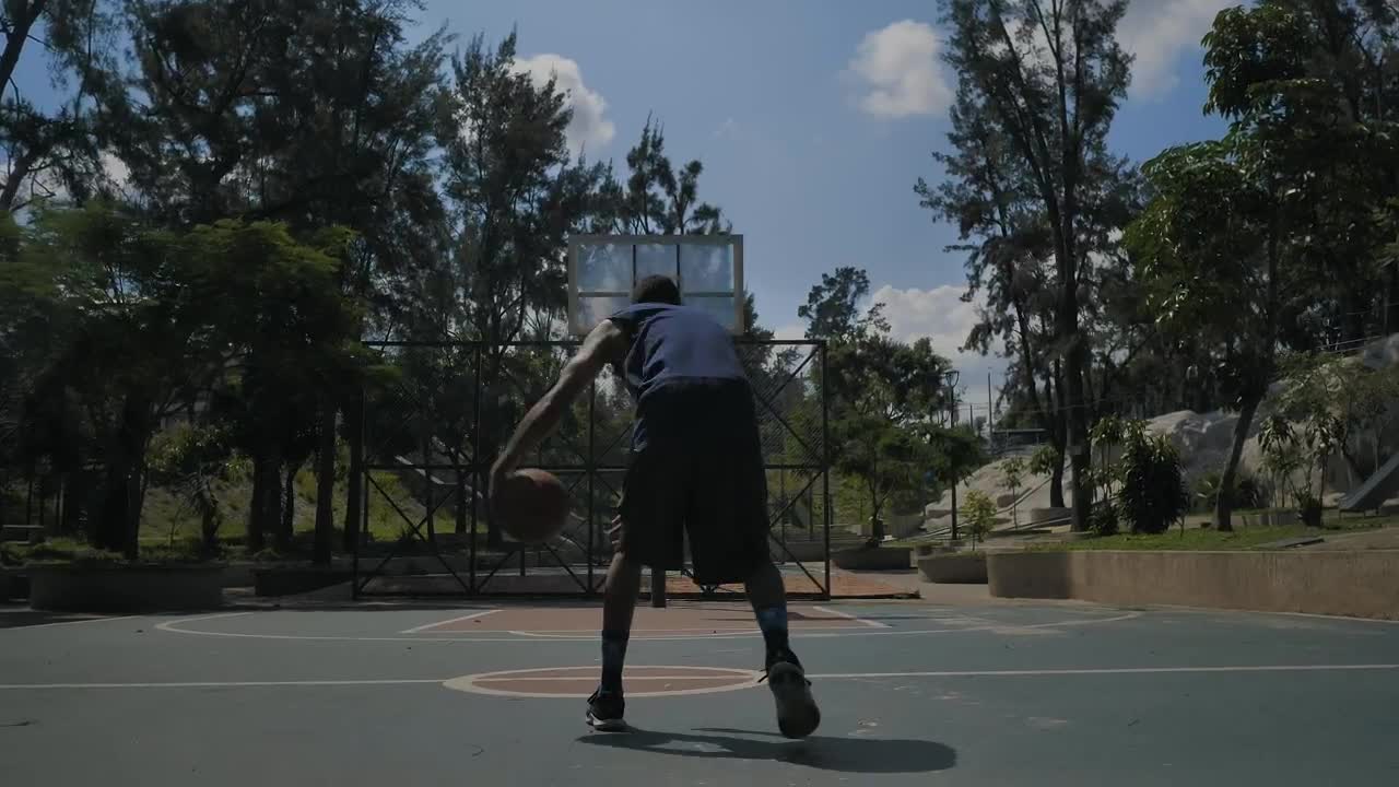 Stock Video Amateur Basketball Player Doing A Slam Dunk Live Wallpaper For PC