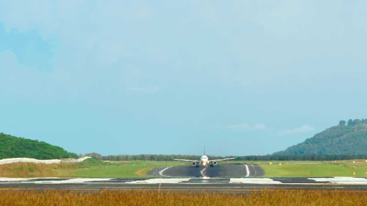 Stock Video Airplane Taking Off On A Sunny Day Live Wallpaper For PC