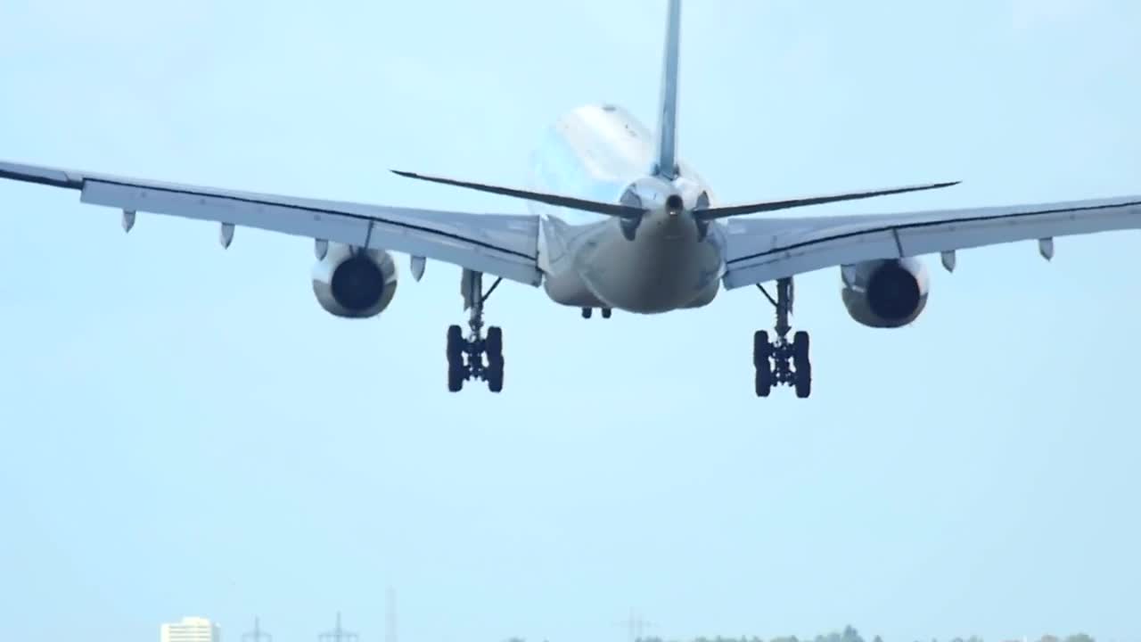 Stock Video Airplane Landing In Slow Motion Back View Live Wallpaper For PC