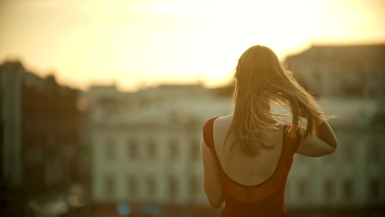 Stock Video Air Moving A Girls Hair On The Roof Of A Live Wallpaper For PC